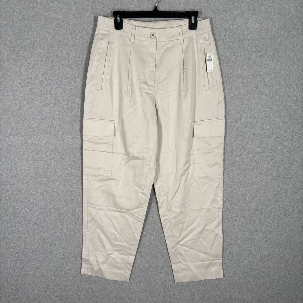 Old Navy Cargo Pants Medium Petite Cream Baggy Trouser Quiet Academia Neutrals